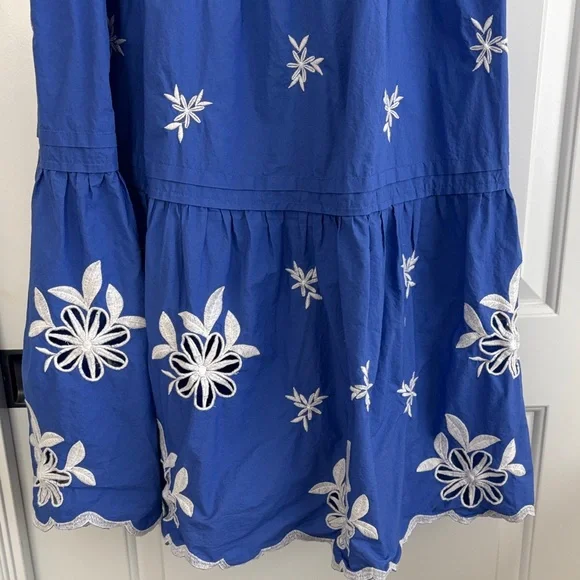 Anthropologie Somerset Blue Floral Embroidered Maxi Dress - Picture 3 of 3